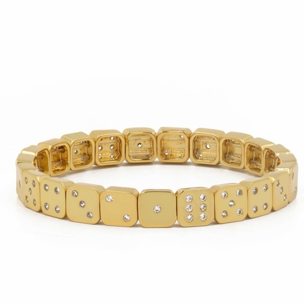 NWT ⚜️💎⚜️ Piper K Gold Toned Dice Stretch Bracelet